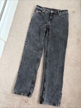 H&M Women's Straight-Leg Washed Black Jeans